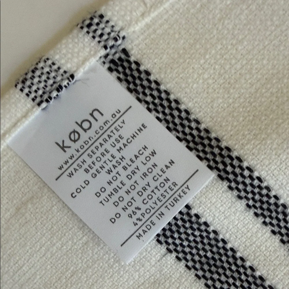 Kobn Cream and Black Striped Hand Towel